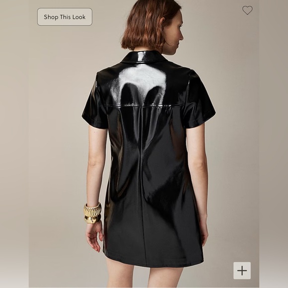 J. Crew Collection gamine shirtdress in faux patent leather sheath shift dress - Picture 3 of 7